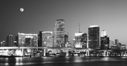Miami: Moon Over It - black and white image